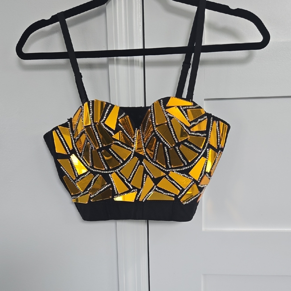 Gold and Black Geometric Women's Top